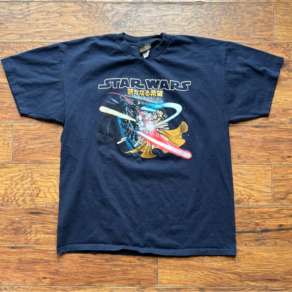 Vintage Star Wars Manga Promo Shirt Japan Size L Darth Vader Obi Wan Duel 1998